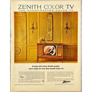 Zenith Color Cabinet Television "Don't Settle for less" Vintage Print Ad 1964